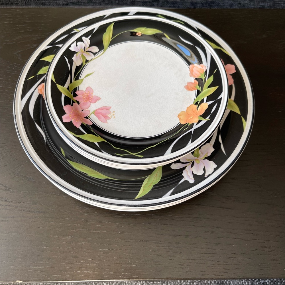 Floral Black Dinnerware Set